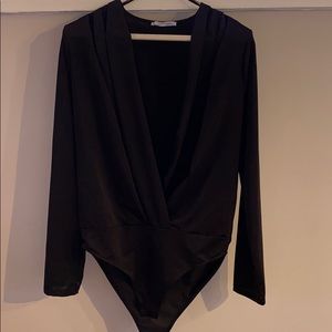 Deep v neck body suit